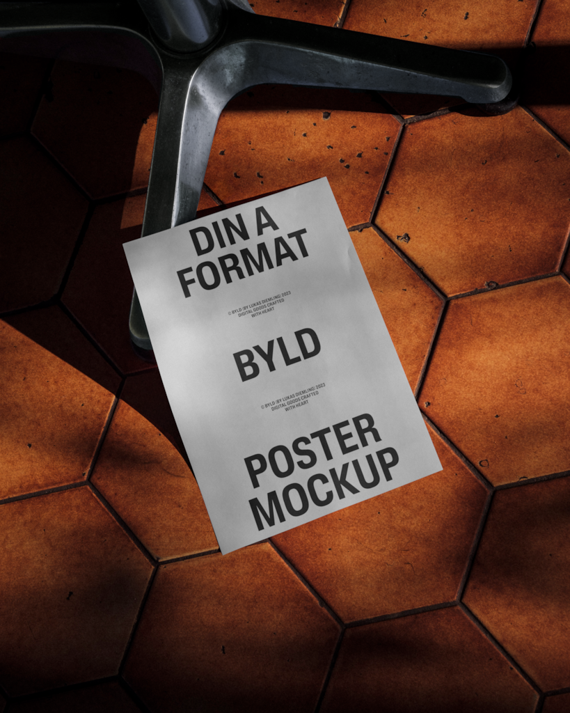 Poster 07 — Laying on tiles mockup surface