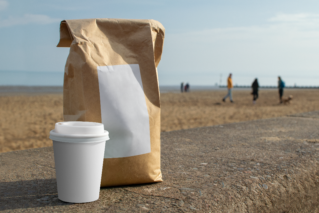 Cup 2049 — With paper bag mockup surface