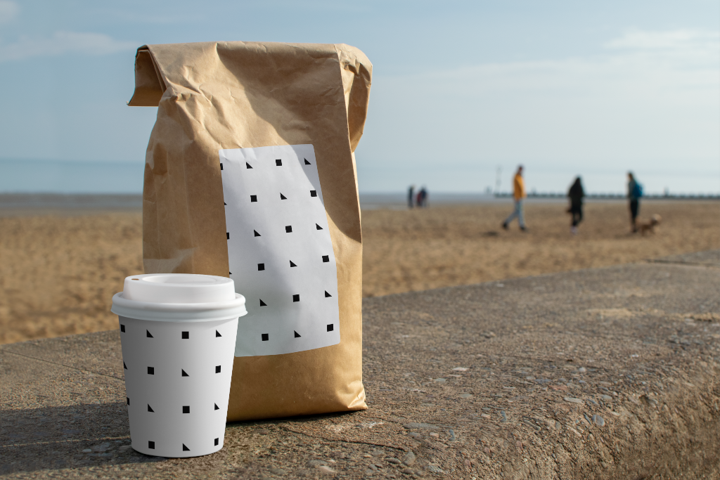 Cup 2049 — With paper bag mockup surface