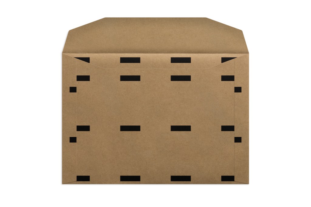 Envelope 1135 — Kraft, back, open mockup surface