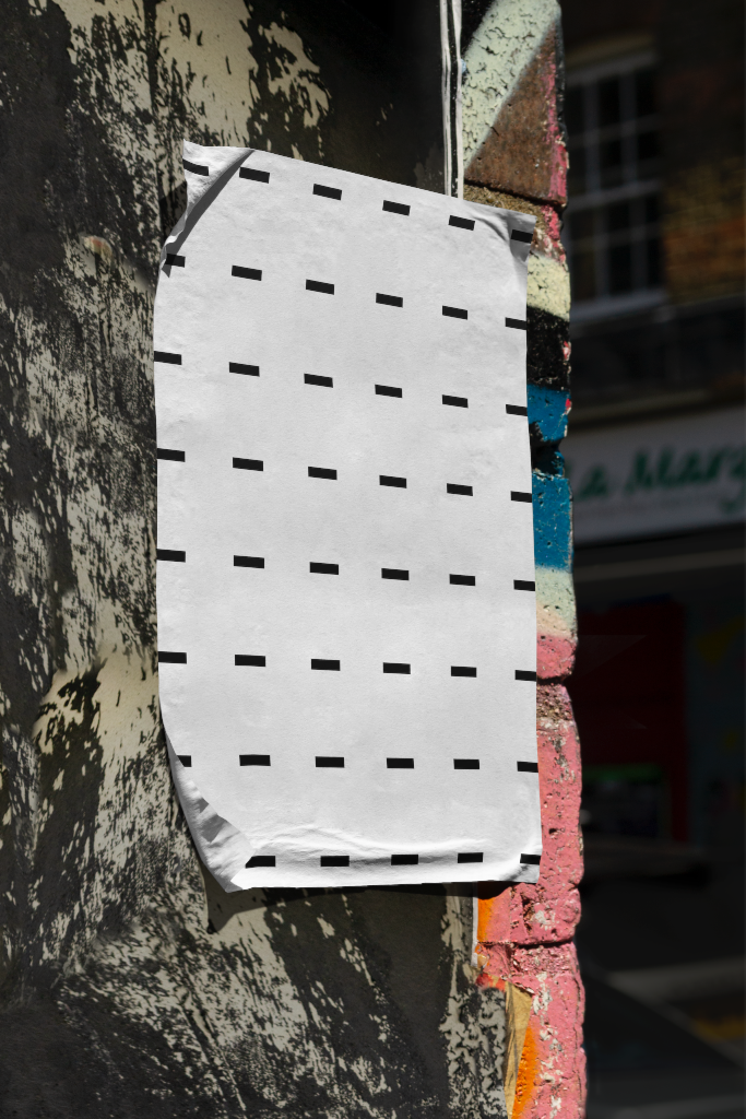 Poster 2482 — Wheatpaste, on wall mockup surface
