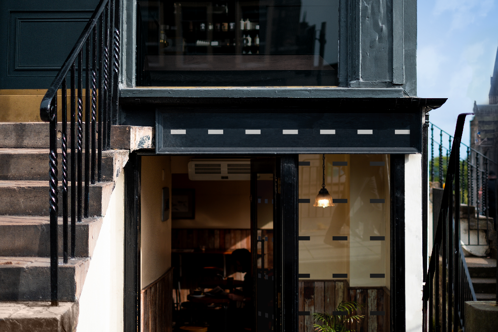 Storefront 2092 — Window with sign mockup surface