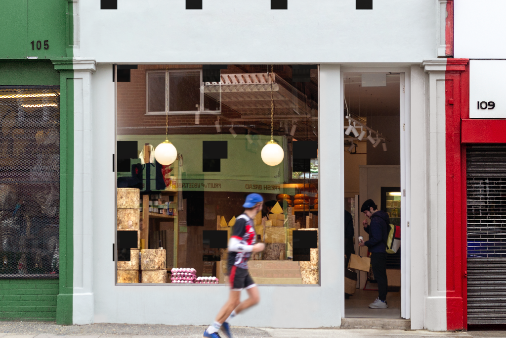 Storefront 2338 — Front, with glass mockup surface