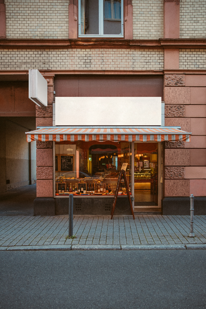 Sign 2065 — On storefront mockup surface