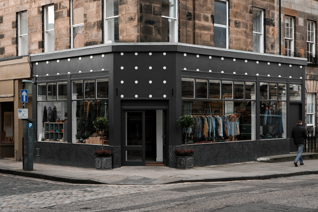 Storefront 1978 — Clothing boutique mockup surface