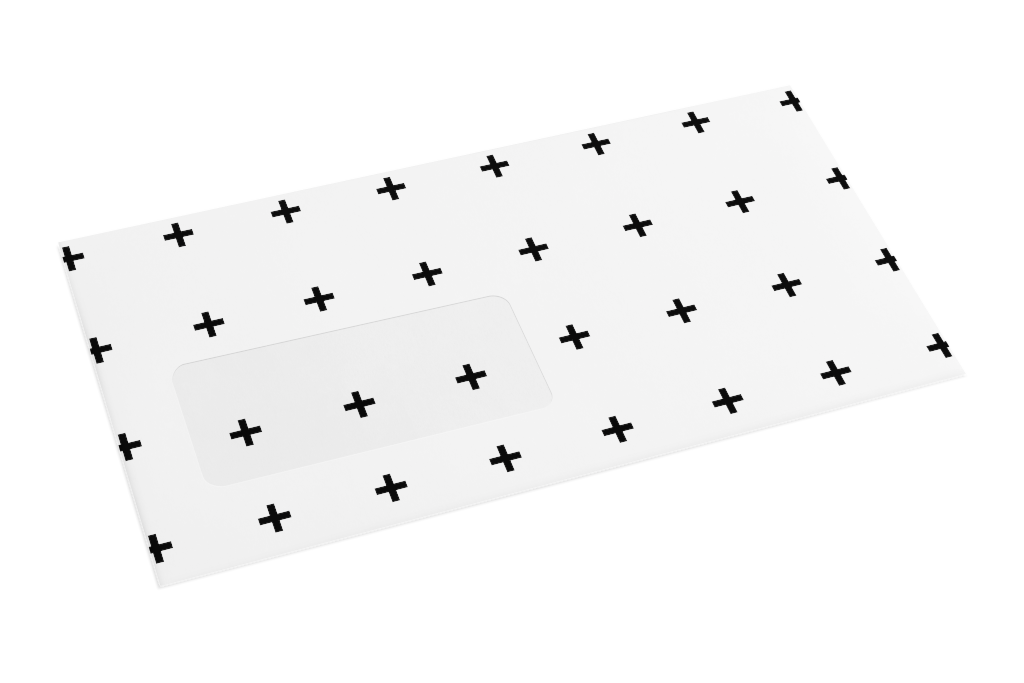 Envelope 1081 — Front, closed with window mockup surface