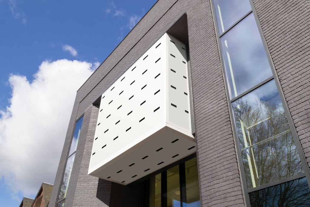 Building 2327 — Coming soon display mockup surface