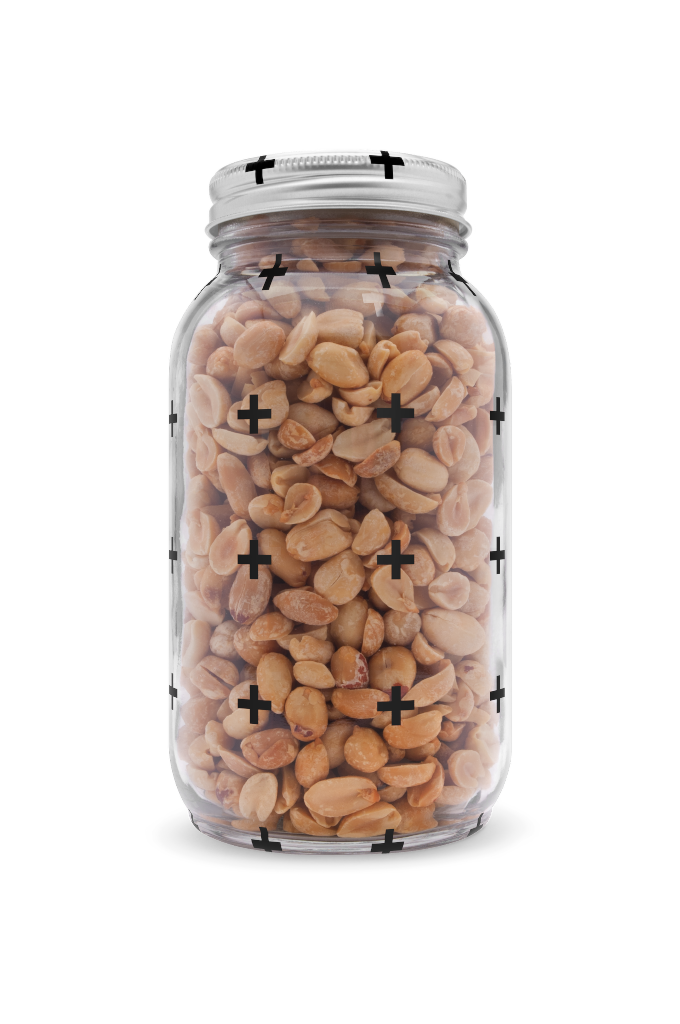 Jar 1350 — Glass, closed, with nuts mockup surface