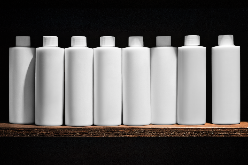 Bottle 5163 — Multiple, on shelf mockup surface