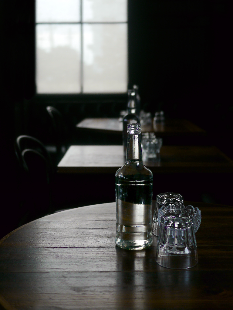 Bottle 2085 — Glass, clear mockup surface