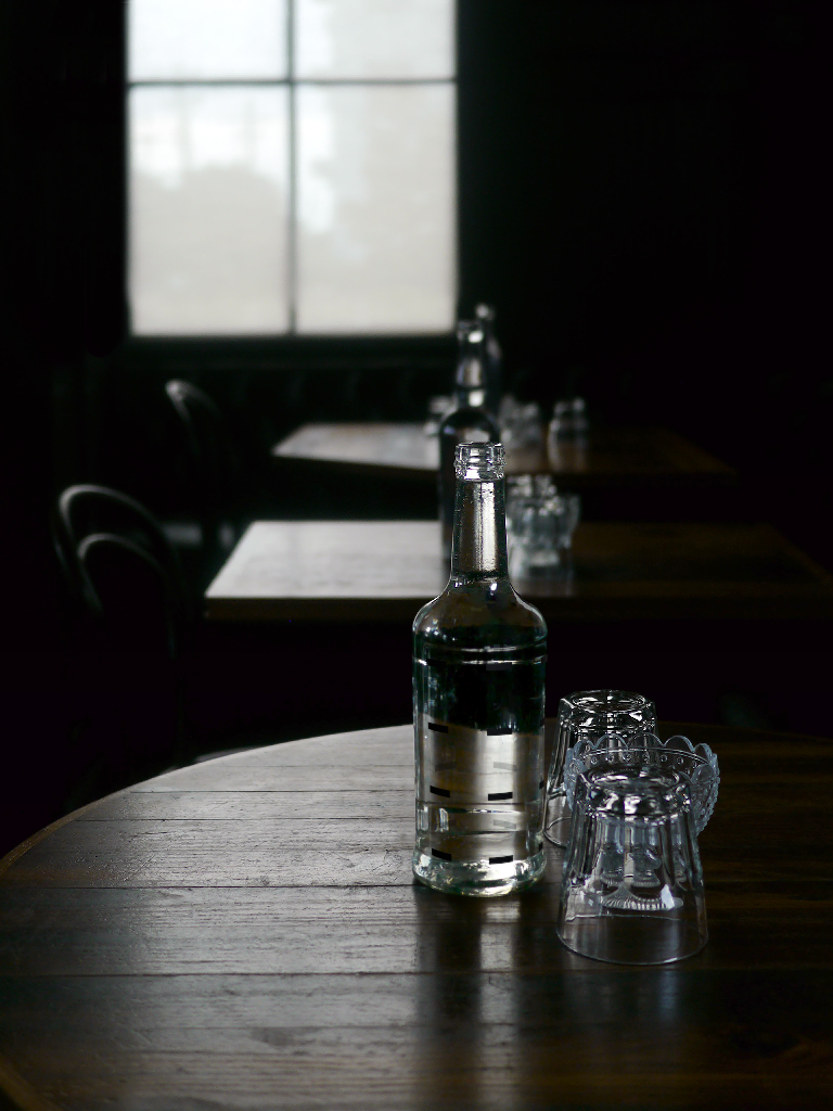 Bottle 2085 — Glass, clear mockup surface