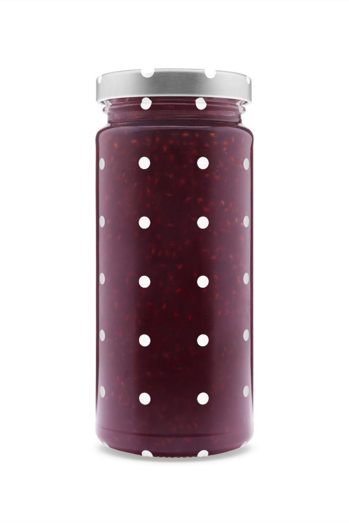 Jar 1355 — Glass, closed, with jam mockup surface