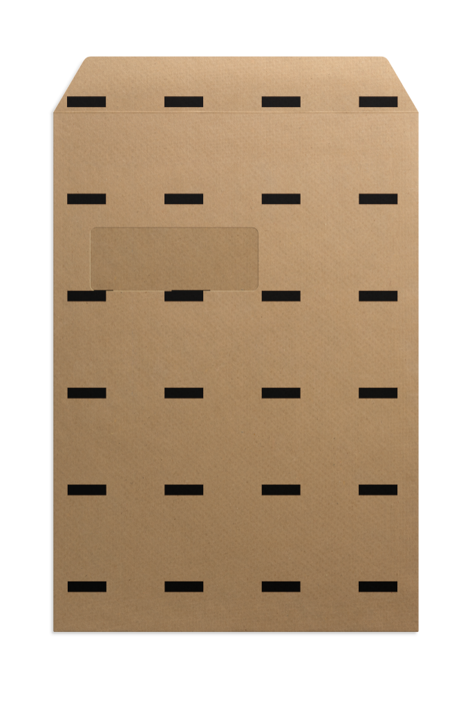 Envelope 1156 — Kraft, front, open with window mockup surface