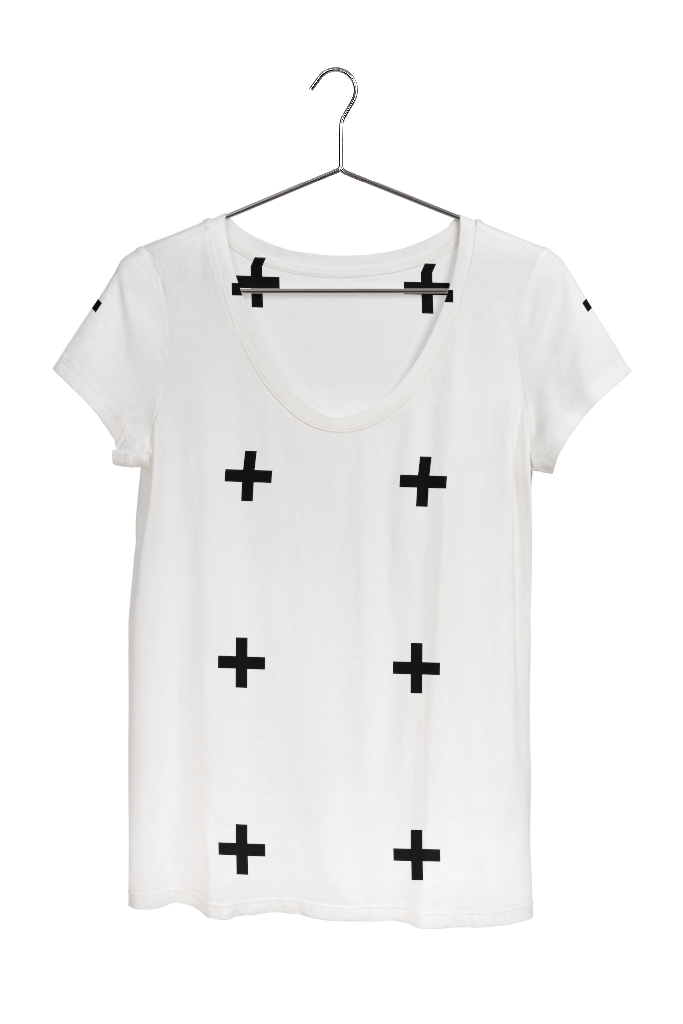 Shirt 0759 — Low crew neck, hanging mockup surface