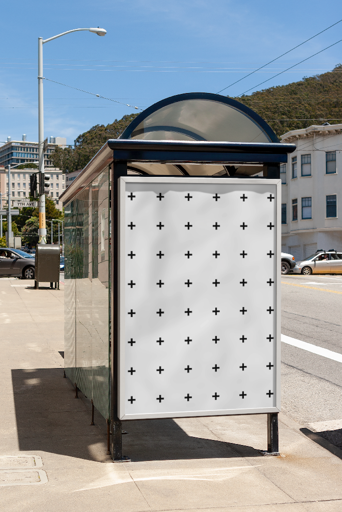 Poster 2575 — Bus stop shelter mockup surface