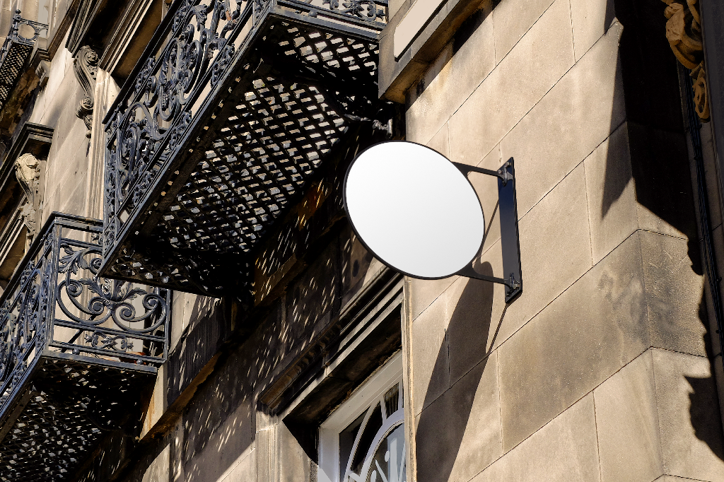 Sign 2096 — On building   mockup surface