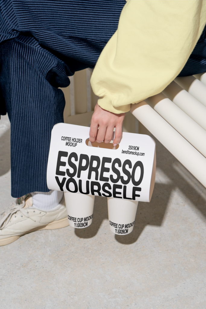EY Coffee Holder Mockup — With cups mockup surface