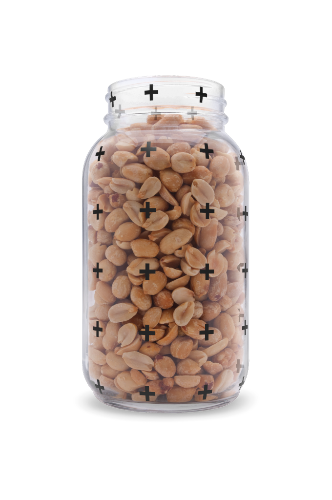 Jar 1349 — Glass, open, with nuts mockup surface