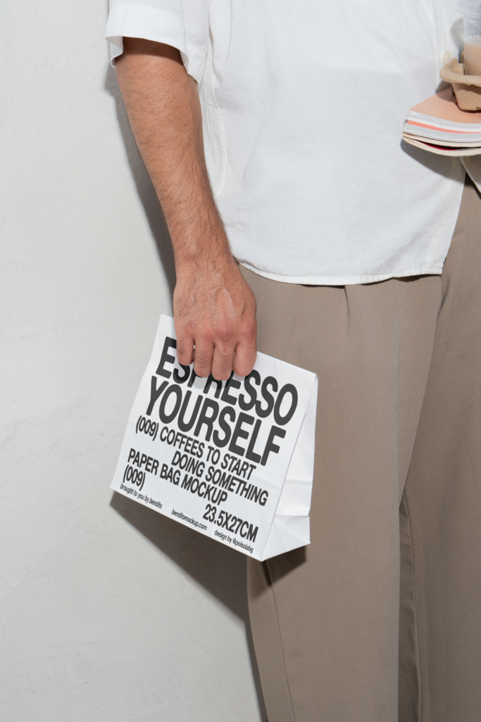 EY Paper Bag Mockup — Held mockup surface