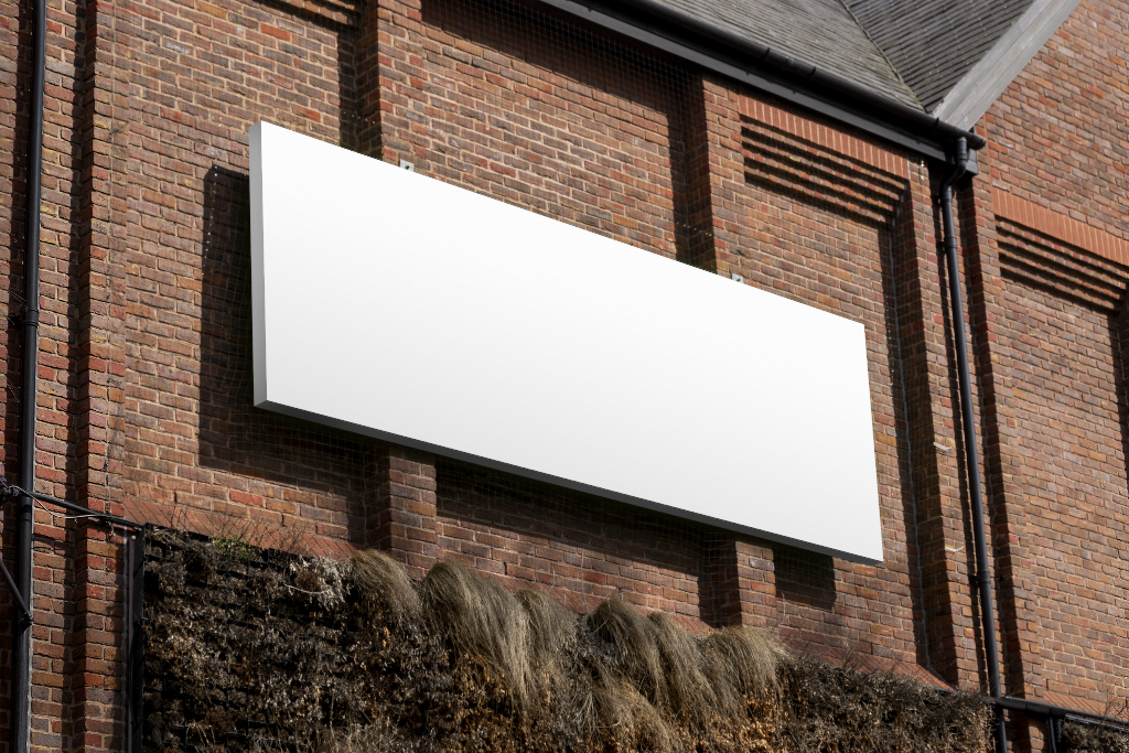 Sign 2312 — On building mockup surface