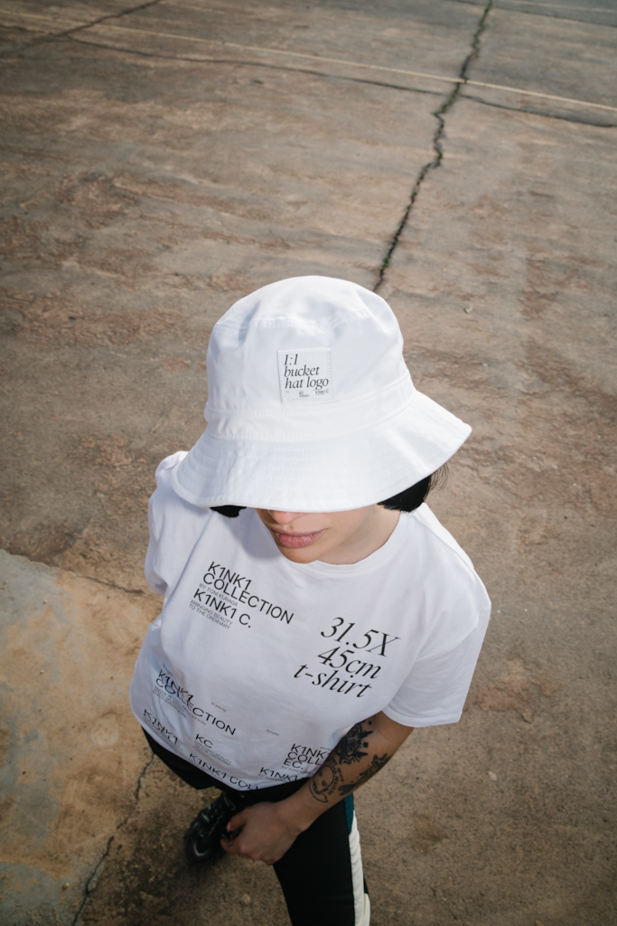 K Bucket Hat 01 Pack 01 — Bucket, with label mockup surface