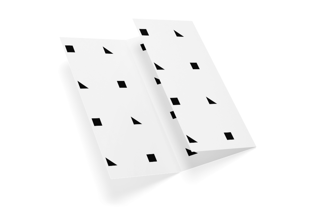 Brochure 1283 — Trifold, partially open mockup surface