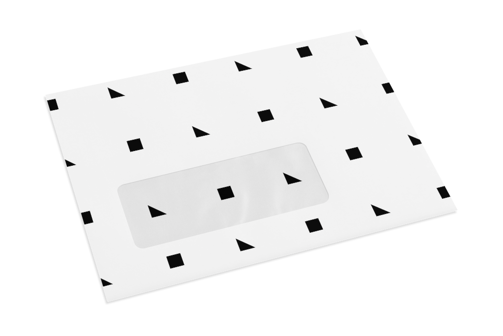 Envelope 1087 — Front, closed with window mockup surface