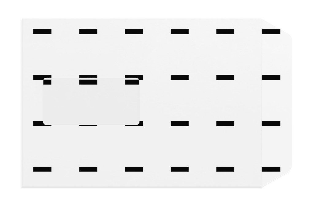 Envelope 1220 — Front, open with window mockup surface